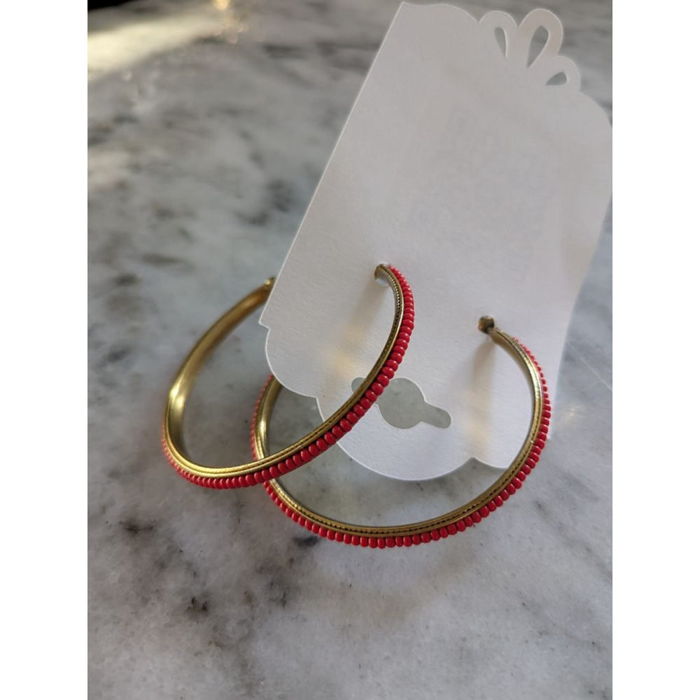 Women's Hoop Earrings Red Gold One Size